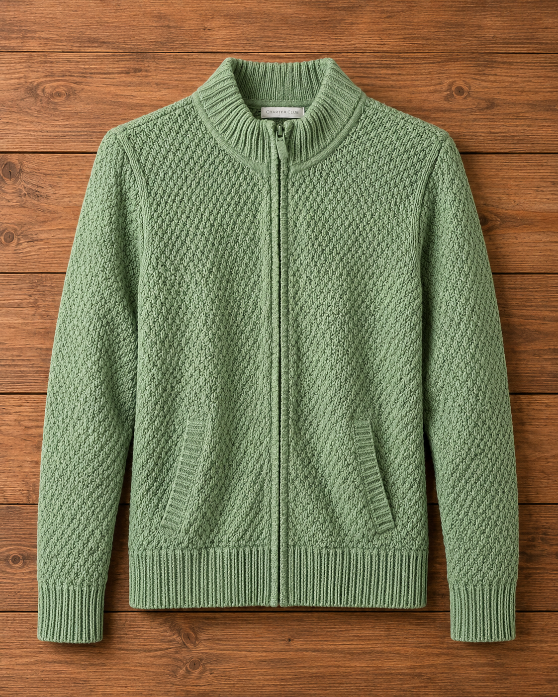 Sweater Niña Con Cierre CharterClub Verde