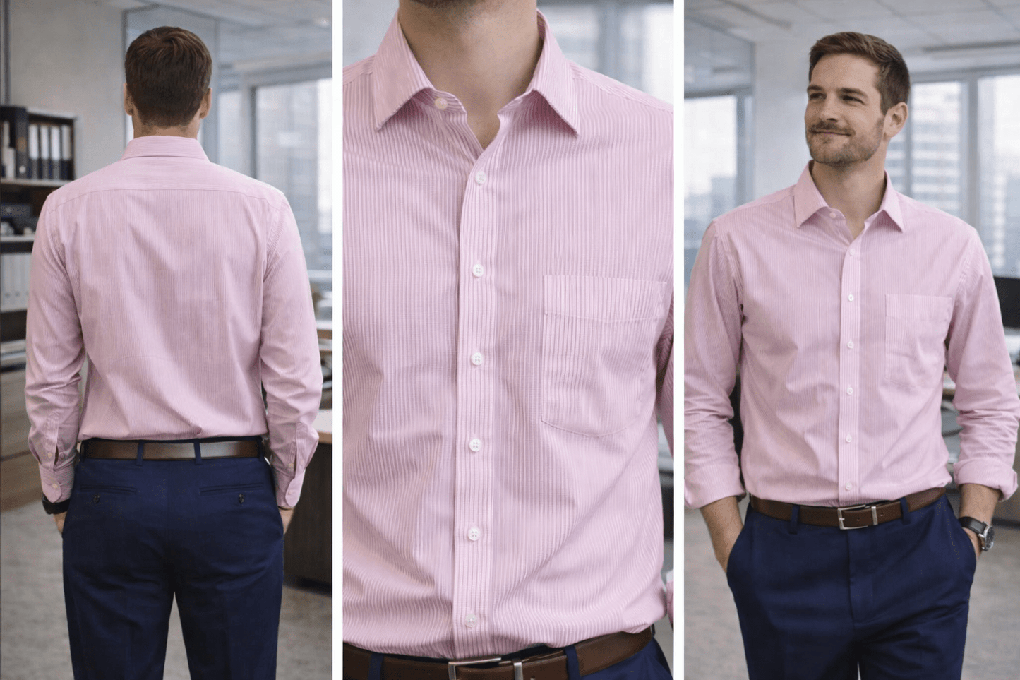 Camisa Hombre de SastrerÃa Rosada con Rayas Blancas - LaOtraPrenda.cl - Camisa