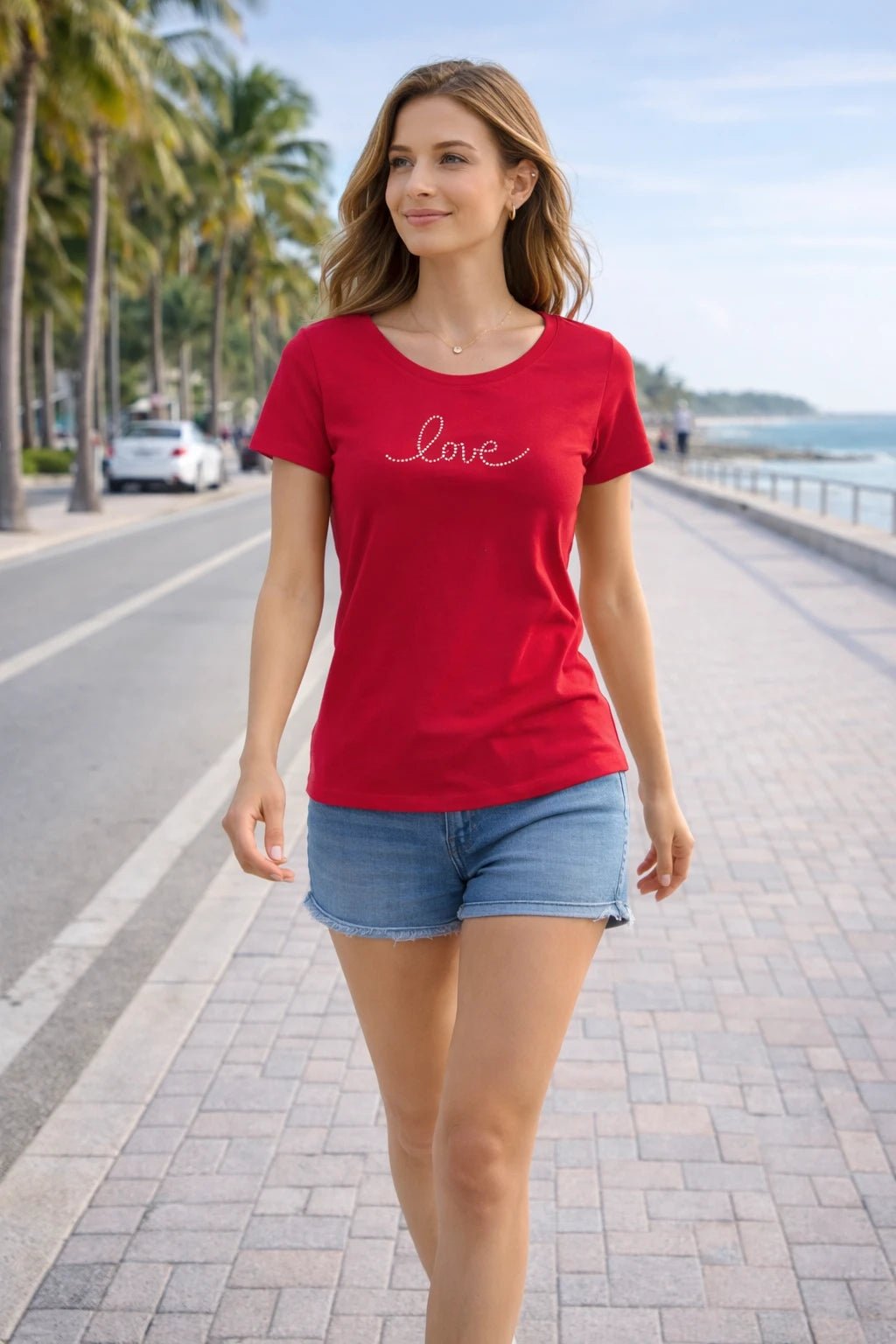 Polera manga corta roja - LaOtraPrenda.cl - Polera