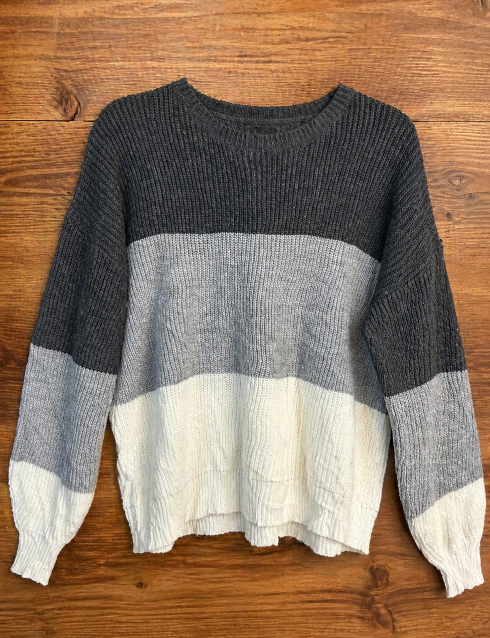Sweater Generico Gris Con Blanco - LaOtraPrenda.cl - Chaleco