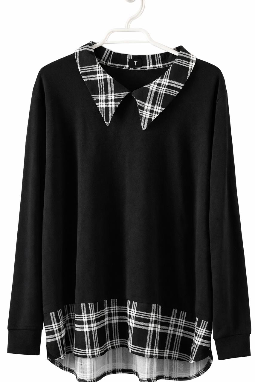 Polera Shein Curve Negro con Camisa - LaOtraPrenda.cl - Polera