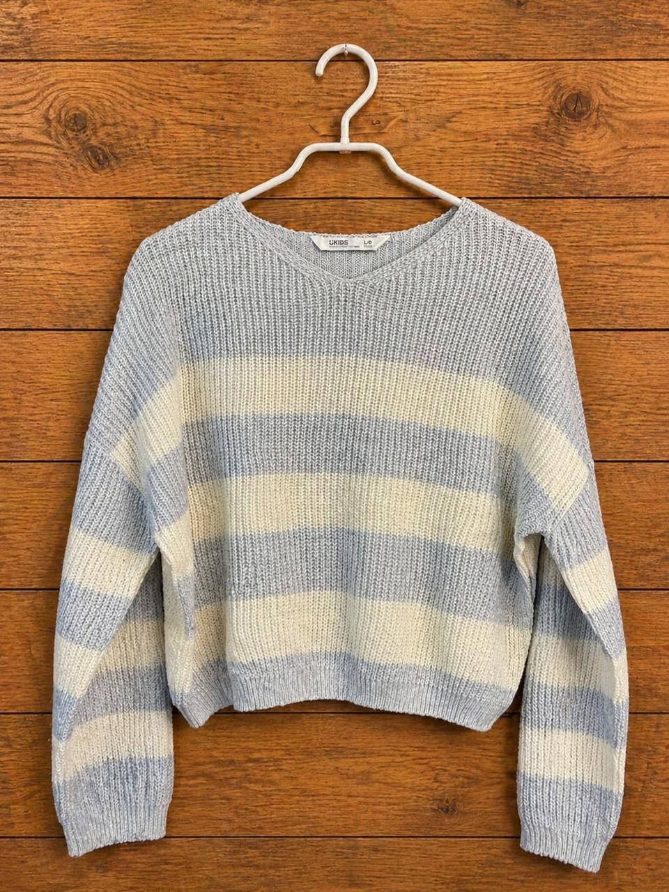 Sweater Niña Ukids Celeste Con Blanco