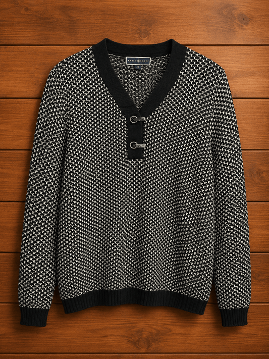 Sweater Karen Scott Negro Con Blanco - LaOtraPrenda.cl - Sweater