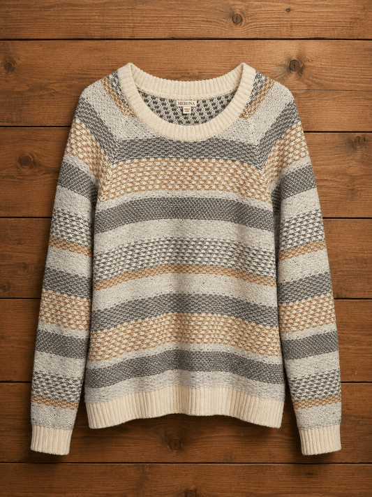 Sweater Merona Blanco Con Gris - LaOtraPrenda.cl - Sweater