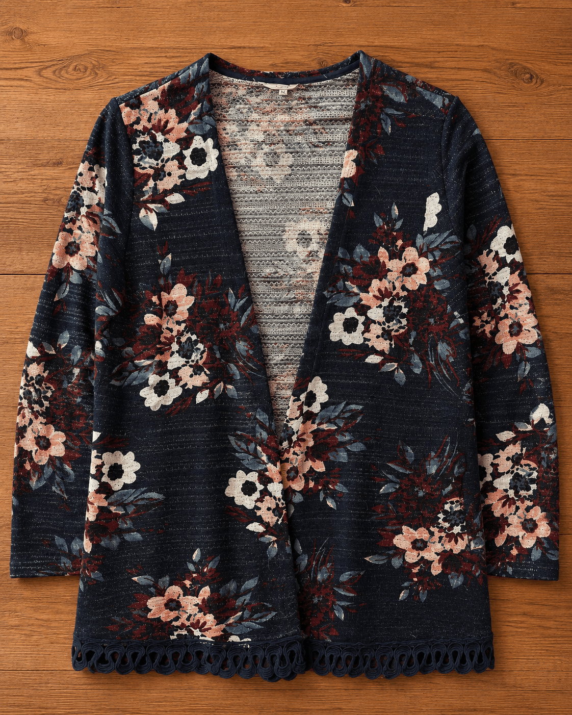 Kimono Aziz Azul Con Flores - LaOtraPrenda.cl - Ropa