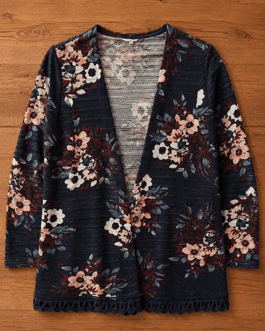 Kimono Aziz Azul Con Flores - LaOtraPrenda.cl - Ropa