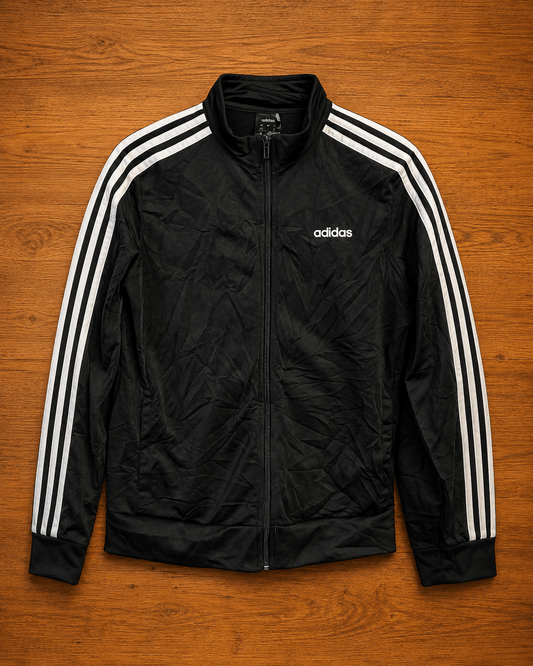Poleron Con Cierre Niño Adidas Negro Con Lineas Blancas - LaOtraPrenda.cl - Ropa