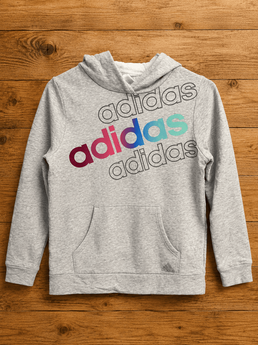 Poleron Niña/O Adidas Gris Con Letras De Colores - LaOtraPrenda.cl - Ropa