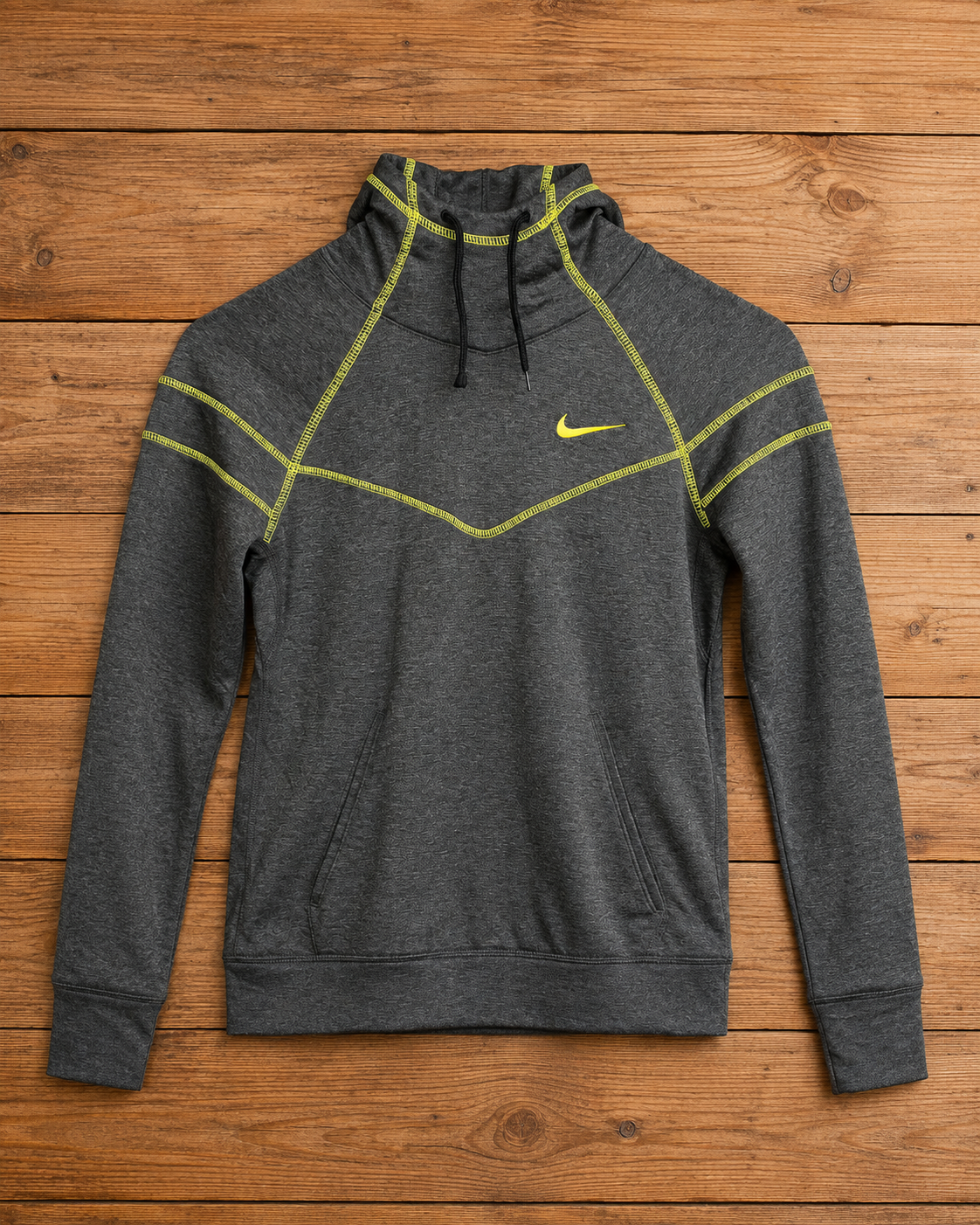 Poleron Niña Nike Dri Fit Gris / Lineas Fluor