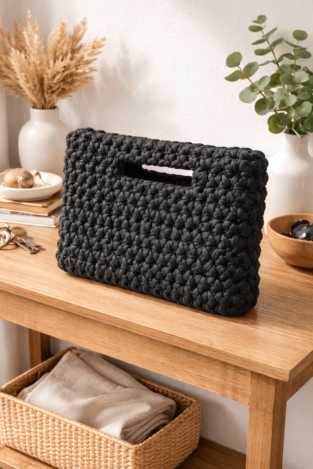Cartera Crochet Negra – Hecha a Mano - LaOtraPrenda.cl - Cartera de mano