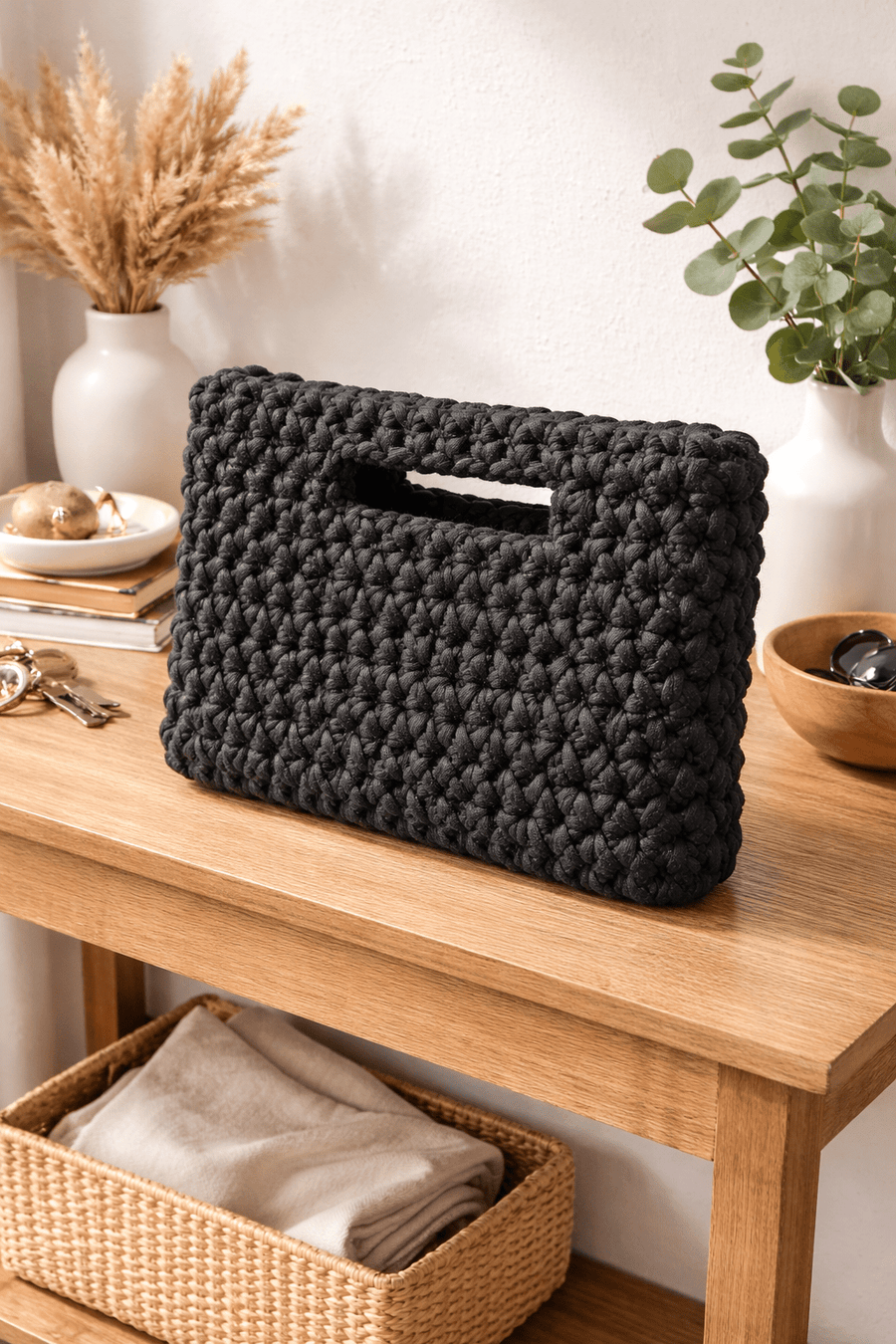 Cartera Crochet Negra – Hecha a Mano - LaOtraPrenda.cl - Cartera de mano