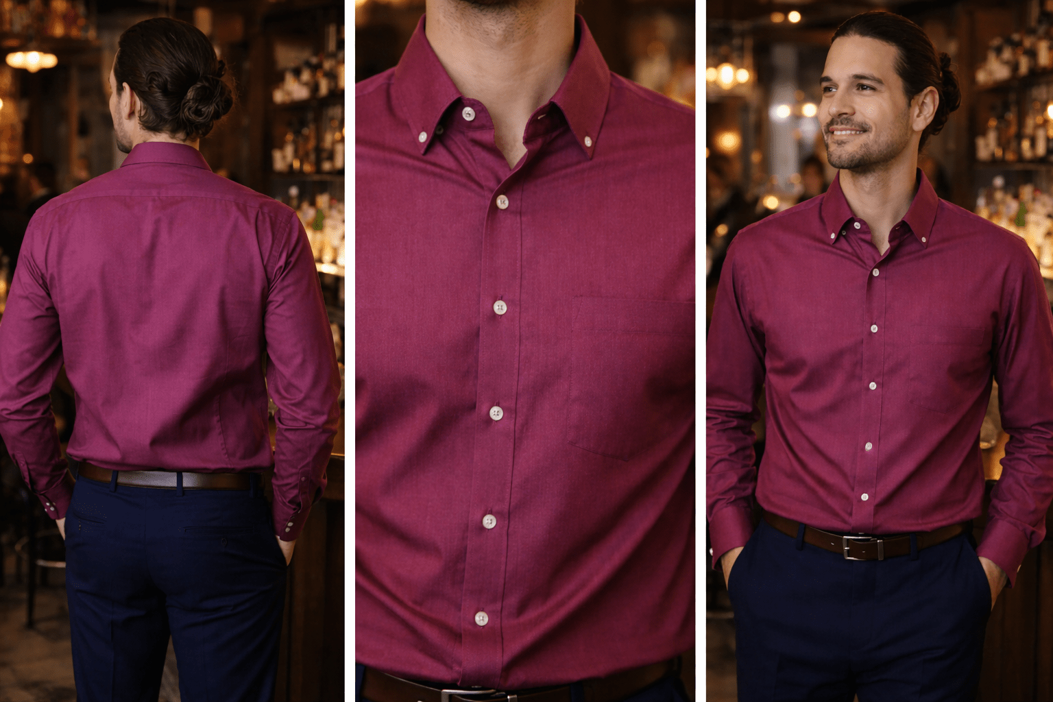 Camisa Hombre Moss Cuadros Morado y Negro - LaOtraPrenda.cl - Camisa