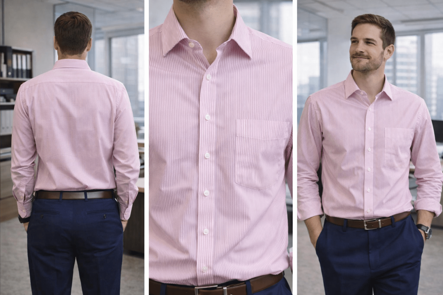 Camisa Hombre de Sastrería Rosada con Rayas Blancas - LaOtraPrenda.cl - Camisa