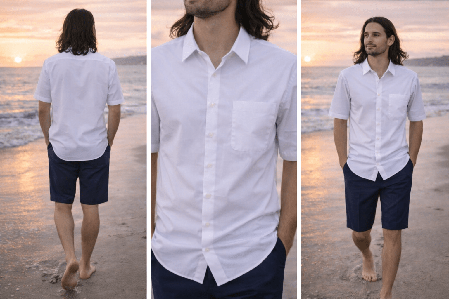 Camisa Hombre H&M Manga Corta Blanca - LaOtraPrenda.cl - Camisa