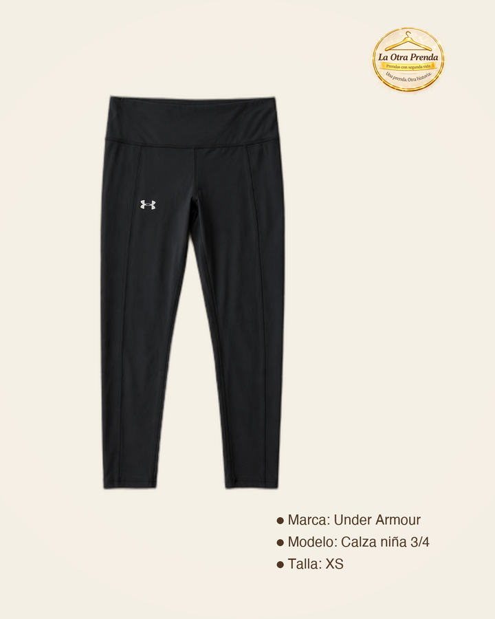 Calza Niña 3/4 Under Armour Negra